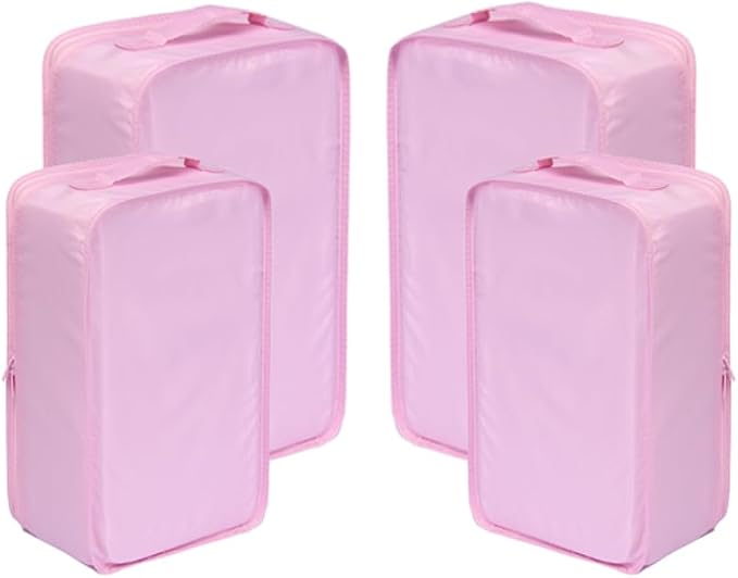 Travel Shoe Bags, Foldable Waterproof Shoe Pouches Organizer-Double Layer (2+2 Pink Shoebags) by JJ+POWER