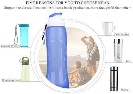 Omana 500ml Collapsible Water Bottle BPA Free Silicone Foldable Portable Leakproof Water Bottle for Outdoor Cycling School Travel Gym Hiking Sports (Blue) - Image 8
