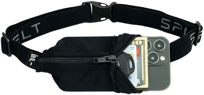 SPIbelt Running Belt Original for Women Men, Phone Holder for Running, Running Fanny Pack, Holder for Phone, Running Waist Pack, Adjustable Waist, [Fits All Phones]. Black with Black Zipper by SPIbelt
