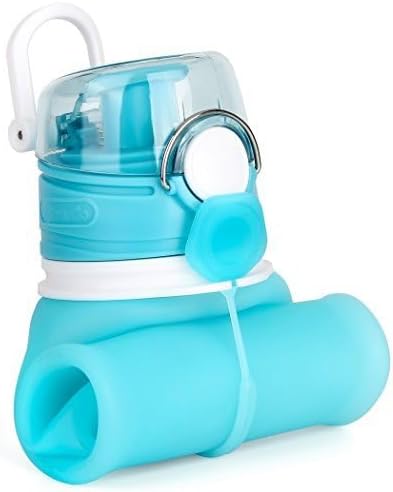 Valourgo Collapsible Water Bottle, Silicone Foldable with Leak Proof Valve BPA Free, Aqua Blue, 21 oz by Valourgo