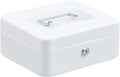 xydled Medium Cash Box with Lock, Removable Coin Tray, Steel Money Box, White by xydled