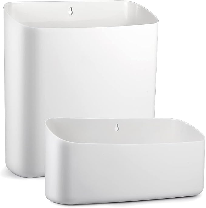 Picowe Magnetic Laundry Storage, 2 Pack Lint Holder Bin for Laundry Room, Space-Saving Trash Container Hanging on Dryer, Washer or Wall Mount Trash Bin (Gray White) by Picowe