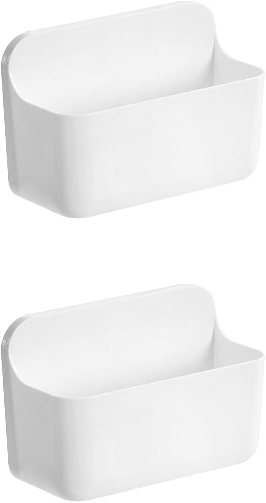 Wall Mount Organizer, 2Pc Small Adhesive Cabinet Door Organizer | Bathroom Shelf for Wall,No Drilling Hang Adhesive Shelf, with Self Adhesive Tapes, for Bathroom, Kitchen, Living Room - White - Image 8