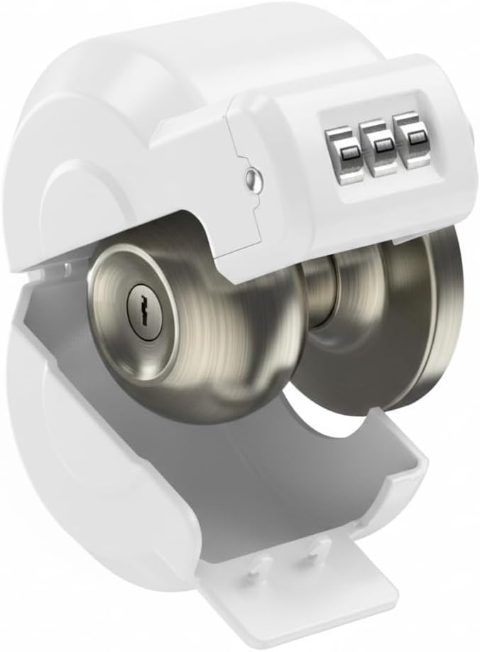 PUGED Door Knob Lockout Device Cover to Disable Doorknob/Faucet/Water Valve Hose Lock Door Handle Temporary Lock for Bedroom Door from Outside Door Handle Without Drilling (1, White) by PUGED