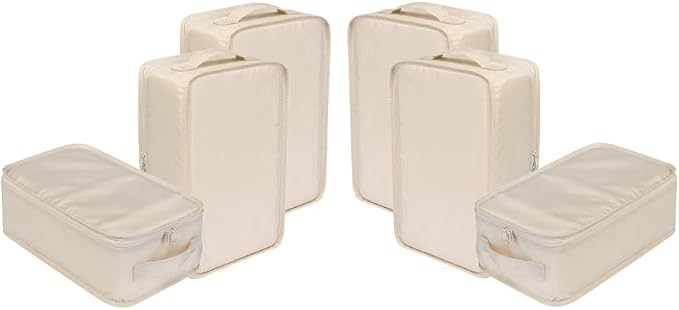 Travel Shoe Bags, Foldable Waterproof Shoe Pouches Organizer-Double Layer (6 Cream Shoe Bags) by JJ+POWER
