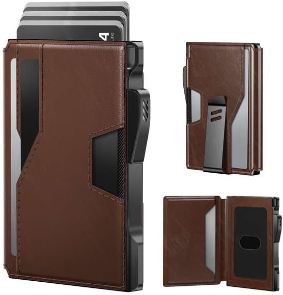 typecase Pop Up Wallet: Slim Wallet with Money Clip, Rfid-blocking, Minimalist, Small, Thin, Compact Card Case, Magnetic Bifold, Front Pocket Wallet, 9-13 Card Capacity, Mens Gifts Wallet - Brown by typecase