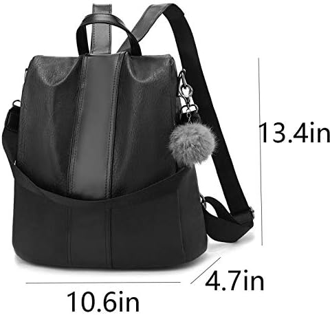 Women Backpack Purses PU Leather Anti-theft Rucksack Waterproof Daypack Casual Shoulder Satchel Bag (Black) - Image 4