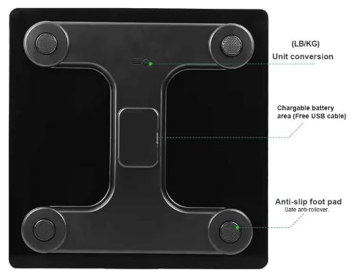 Digital Bathroom Scale for Body Weight - Highly Accurate Weight Scale for People with LED Display, Rechargeable Battery, 400 lb Capacity, Step-On Technology, KG/LB, C-Type Cable - Image 4
