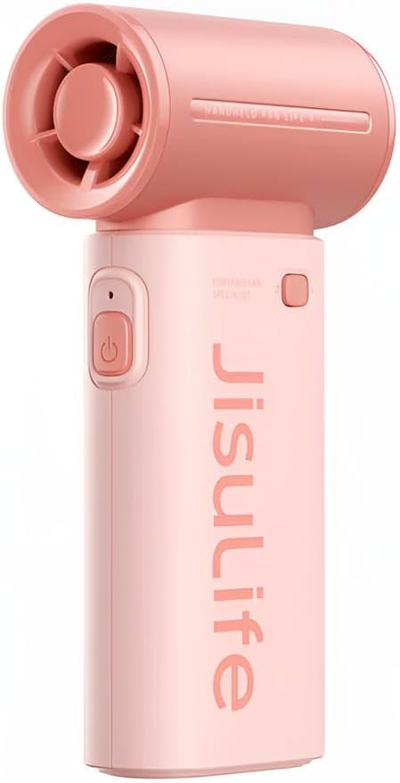 JISULIFE Portable Handheld Fan Life9, Turbo Airflow, Up to 12H Runtime | 5 Speeds, 3600mAh, Mini Pocket Design, Personal Fan for Travel, Concerts, Makeup, Trendy Gifts for Women Men -Pink - Image 4