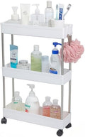 3 Tier Slim Storage Cart, Rolling Utility Cart for Home Office Narrow Corner, Space Saving Movable Organizer Bathroom Kitchen by OHOO