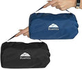 BlueHills Premium Soft Compact Travel Blanket Value Pack Set of 2 - Airplane Flight Blanket Throw in Soft with Luggage Belt Compact Pack Large Blanket for Travel Black and Navy Blue Color by BlueHills