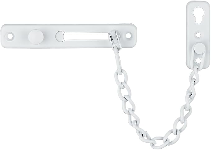 JQK Door Chain Lock White, Stainless Steel Door Guard with Spring Anti-Theft Press Lock, Matte White, HDC100-WH by Homeimprovement