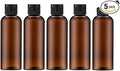 LISAPACK 3.4 oz Travel Bottles for Toiletries, Plastic Shampoo Containers | 5pcs small size dispenser, squeeze tubes, leak proof, small empty for liquid, lotion, conditioner, soap, 100 ml, TSA, brown by Lisapack