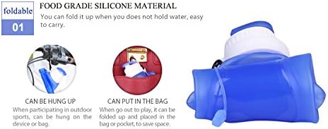 Omana 500ml Collapsible Water Bottle BPA Free Silicone Foldable Portable Leakproof Water Bottle for Outdoor Cycling School Travel Gym Hiking Sports (Clear) - Image 2