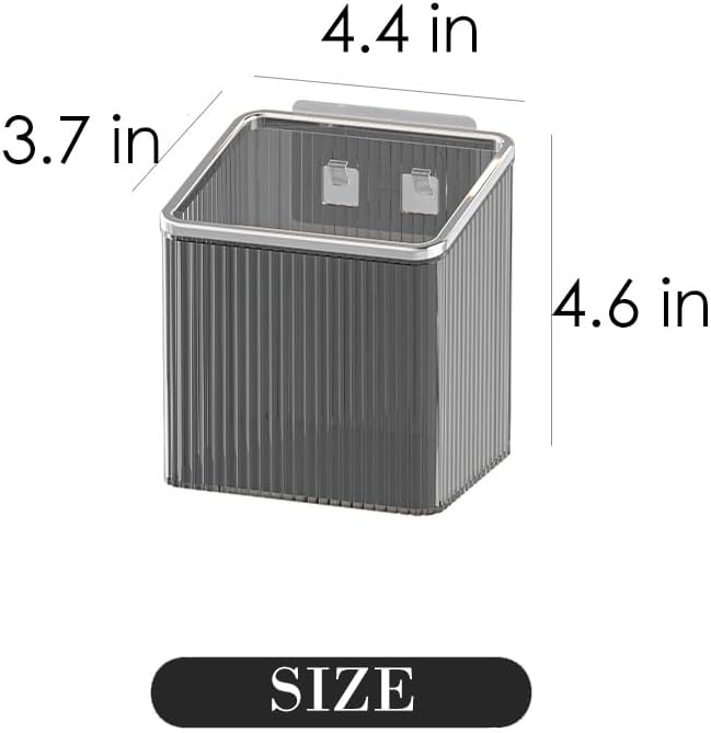 Adhesive Wall Shelves No Drill Hanging Organizer - Plastic Floating Storage Bins for Kitchen,Bathroom,Office - Makeup and Home Goods Mountable Shelf (Grey and Silver) - Image 2