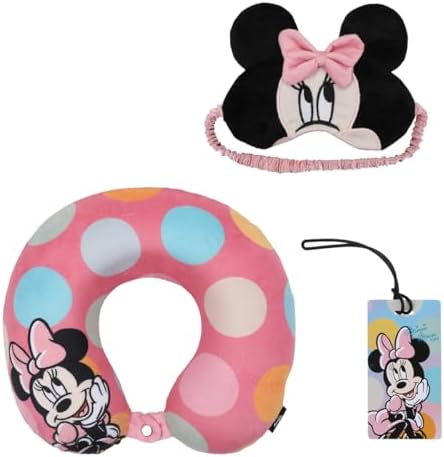 Bioworld Minnie Mouse Kids Travel Set with Neck Pillow Eye Mask and Luggage Tag - Disney Magic on the Go! - Image 8