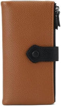 Women Slim Wallet Rfid Blocking With Passport And Credit Cards Holder Purse For Minimalist Soft Leather Zipper Monederos (brown) by Unknown