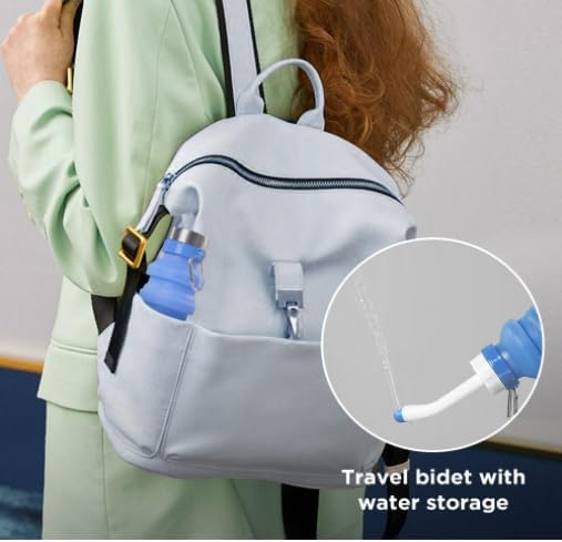 Portable Foldable Bidet 550ml – Expandable Travel Bidet for Easy Carrying, Reusable for Postnatal Care, Personal Hygiene & Travel Use（Blue） - Image 4