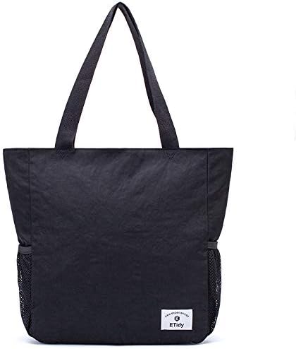 ETidy Large Capacity Foldable Tote Bag With Zipper | Water-resistant, Lightweight, Sandproof, Beach Bag, Gym Bag, Travel Shopping Bag by ETidy