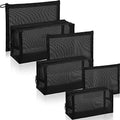 6 Pieces Mesh Makeup Bags Mesh Cosmetic Bag Portable Travel Organizing Zipper Pouch Toiletries Makeup Pouches for Home Office Travel Accessories by Boao