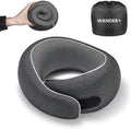 WANDER+ Plus® Travel Pillow, 100% Pure Memory Foam Travel Neck Pillow Airplane Neck Support Ergonomic Design Best for Sleeping Plane Car Train Office Flight for Adults Black by WANDERPLUS
