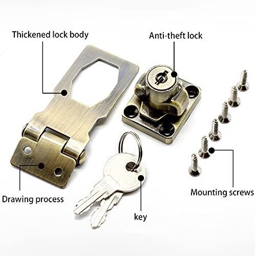 2 Packs Keyed Hasp Locks Twist Knob Keyed Locking Hasp for Small Doors, Cabinets and More,Stainless Steel Steel, Hasp Lock Catch Latch Safety Lock Door Lock with Keys (3inch, Bronze) - Image 6