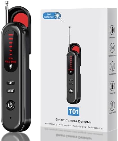 SEVENPARK Hidden Camera Detector - 2026 Portable Camera Finder, GPS Tracker Detector, RF Wireless Signal Scanner for Office, Hotels, Cars, 5 Levels Sensitivity (Black) by SEVENPARK