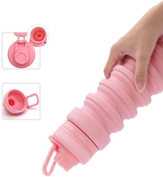 750ml Collapsible Silicone Travel Water Bottle – Foldable Portable Design, Food-Grade Material, Boiling Water Ready, Lightweight for Camping, Hiking and daily use (Pink) 3.03 X10.91 IN - Image 5