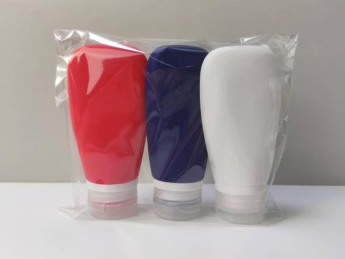 Travel Bottles for Toiletries, TSA Approved 3oz (90ml) Leak Proof Silicone Soft Refillable Squeeze Travel Size Containers BPA Free for Air Travel, Shampoo, Conditioner Patriotic (Red-White-Blue) - Image 3