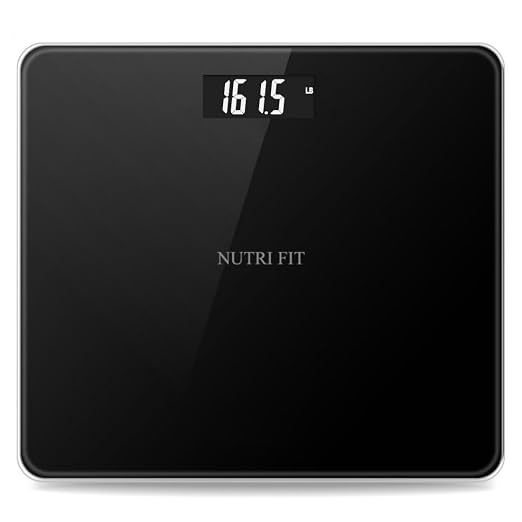 Digital Bathroom Scale for Body Weight 0.1lb with 2 AAA Batteries | 0.1lb Precision, 330lb Capacity, Backlit LCD Screen, Bath Scale for Accurate Weight Watching, Elderly Safe Home Use, Black by NUTRIFIT