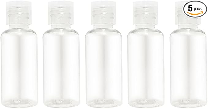5 Pieces 1oz Flip Cap Bottles Plastic Empty Transparent Containers Bottle Refillable Squeeze for Travel Shampoo Cosmetic Lotion Toiletries (30ML) by QIRUIRED