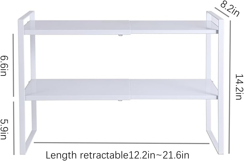 2-Tier Expandable Organizer Shelf for Kitchen Cabinet, Countertop, Pantry & Under-Sink Storage(white) - Image 2