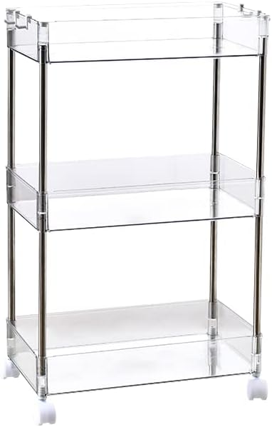 Chris.W Slim Storage Cart 3 Tier with Wheels, Clear Bathroom Cart Organizer, Mobile Shelving Unit Rolling Utility Cart, Slide Out Organizer for Kitchen, Bathroom, Laundry, Narrow Places, Office - 8" W by Unknown