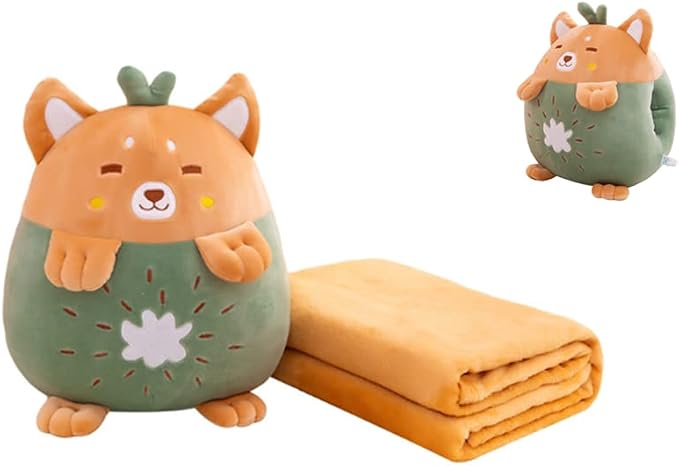 YUDONG 15" Kids Stuffed Animals Travel Blanket and Pillow Set,Cute Dog Plush Pillow with Hand Warmer Design,Perfect for Travel, Camping, Home and Office. | Cute Pillow with Hand Warmer Design for Travel, Camping, Home & Office by Unknown