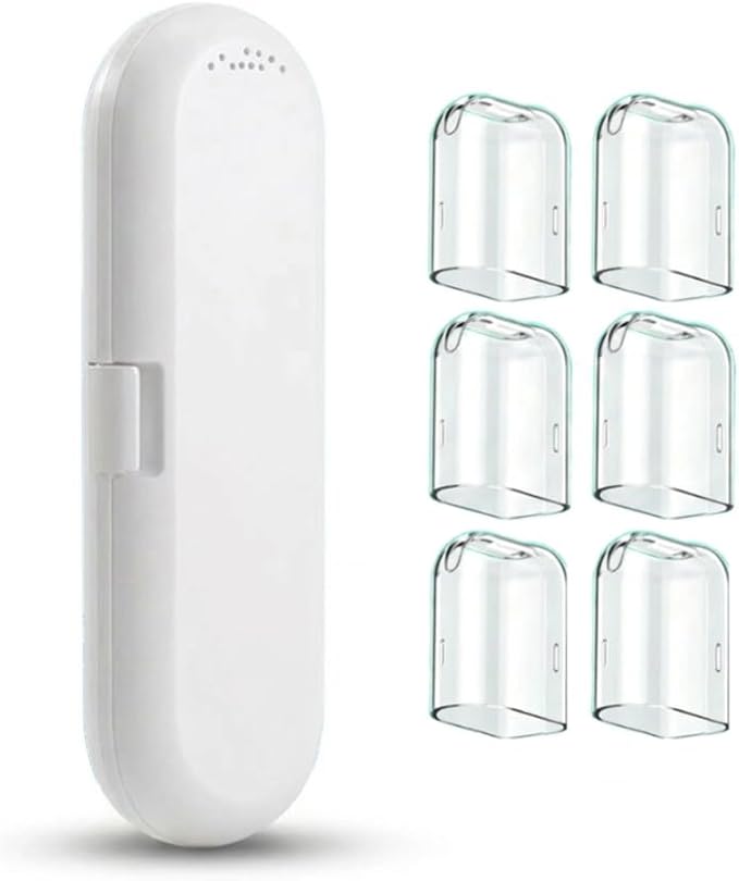 Toothbrush Travel Case Compatible with Philips Sonicare Electric Toothbrush & 6Pcs Reusable Toothbrush Head Covers Compatible with Philips Sonicare Toothbrush Heads (White) by PICEROSE