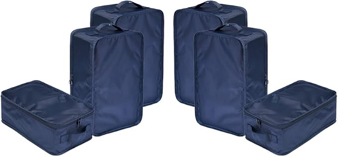 Travel Shoe Bags, Foldable Waterproof Shoe Pouches Organizer-Double Layer (6 Navy Shoe Bags) by JJ+POWER