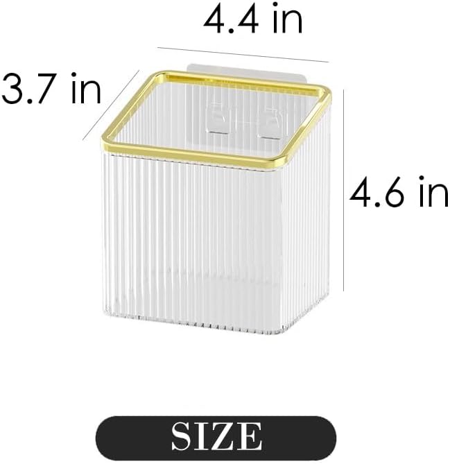 Drill-Free Stick-On Wall Shelves | Space-Saving Floating Organizer for Kitchen, Bathroom & Office | Plastic Storage Shelves for Makeup & Home Decor (Transparent_Gold) - Image 2