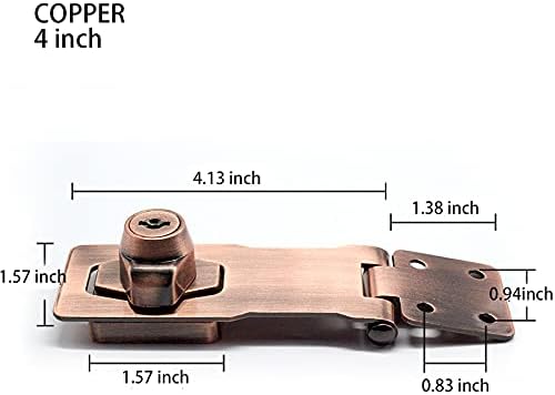 2 Packs Keyed Hasp Locks Twist Knob Keyed Locking Hasp for Small Doors, Cabinets and More,Stainless Steel Steel, Hasp Lock Catch Latch Safety Lock Door Lock with Keys (4inch, Copper) - Image 2
