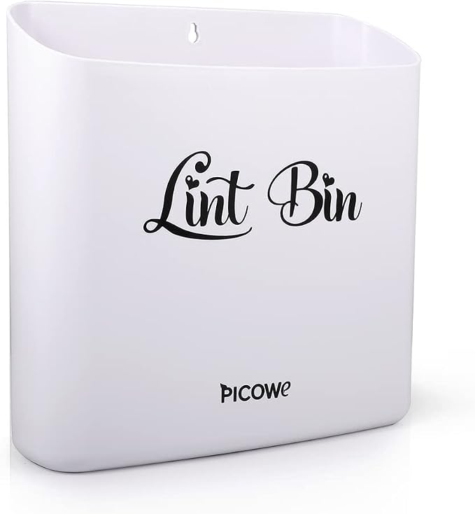 Picowe Magnetic Laundry Storage, Large Lint Holder Bin for Laundry Room, Space-Saving Trash Container Hanging on Dryer, Washer or Wall Mount (Gray White) by Picowe