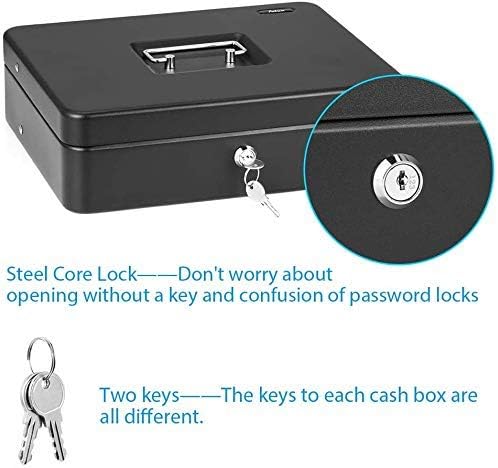 SentrySafe Black Money Saving Box with Cash Tray and Key Lock, Portable Safe Box with Carrying Handle, 0.21 Cubic Feet, 3.75 x 12 x 9.3 Inches, CB-12 | Cash Storage Box With Removable Organized Tray and Key Lock, Portable Handle For Events, Garage Sale... - Image 4