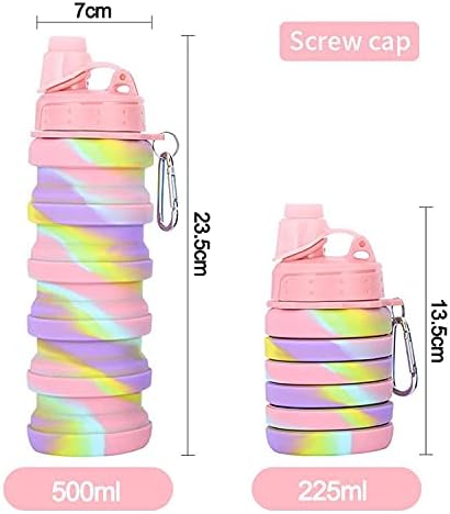 Collapsible Water Bottles 2 pack 500ML (Pink+Rose Red) | Travel Water Bottle Portable Hiking Water Bottle with Leak proof Reusable BPA Free Silicone Water Bottles. - Image 2