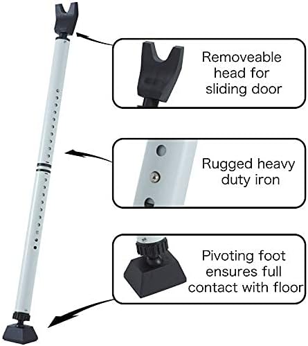 2 Pack 2-in-1 Door Security Bar & Sliding Patio 28″ Door Stopper Security Jammer Bar Child Proof Adjustable Constructed of High Grade Iron Window Doors Security Bars, White - Image 6