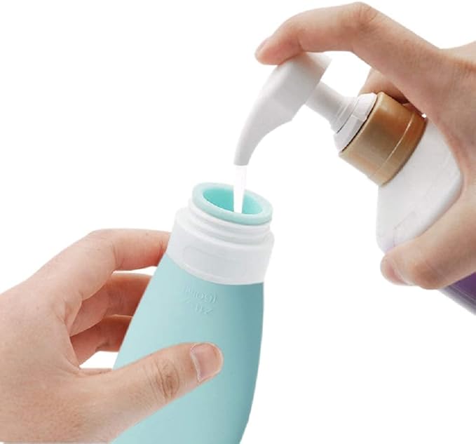 Travel Bottles for Toiletries, TSA Approved 3oz (90ml) Leak Proof Silicone Refillable Squeeze Travel Size Containers BPA Free Air Travel for Shampoo, Lotions, 3-pk (Pink-White-Teal) - Image 6