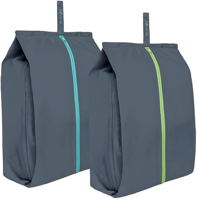 Ecoright Shoe Bags for Travel, Set of 2, 100% Recycled Water-Resistant Zipper Pouch Bags, Shoe Bags for Storage, Travel Essentials for Men & Women by EcoRight