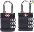 TSA Combination Lock - 2PCS Compact & Durable Luggage Locks, 3-Digit Resettable Password for Travel, Gym Lockers, Cabinets, Black by BARRYSAIL