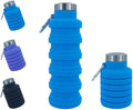 Collapsible Water Bottles 24oz, Odorless BPA-Free Silicone, Leak-Proof Foldable Reusable Bottle - Perfect for Travel Sports Gym Hiking Camping Cycling - Light Blue by VadoWorld