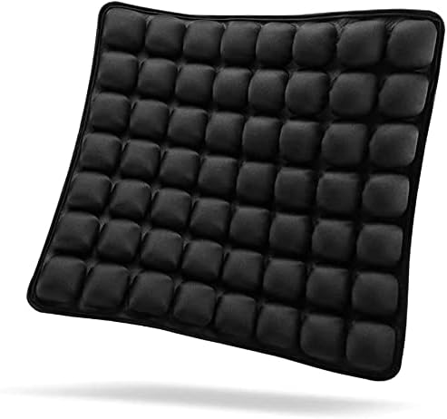 SUNFICON Air Cushion Inflatable Chair Air Seat Cushion Car Portable Breathable Comfort Cushion Office Wheelchair Pad Orthopedics Pain Pressure Relief Cushion Camping Seat Mat 18 x 16 x1 in Black by SUNFICON