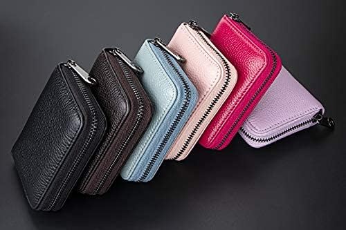 Genuine Leather Credit Card Holder Wallet RFID Blocking Secure Card Case ID Case Organizer Zipper Wallet (A-Classic Black) - Image 6