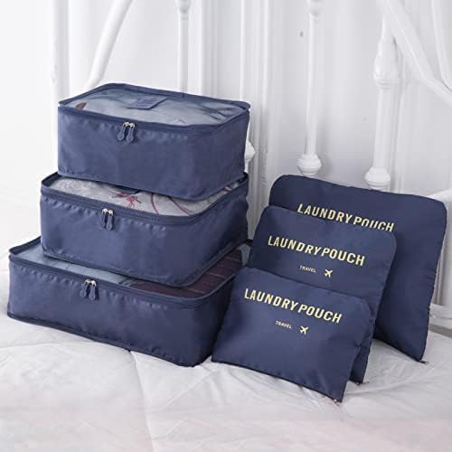 INVODA 7 piece Multi-size Packing Cubes for Travel Suitcase Organizer Bags Lightweight Travel Bags (Navy Blue) - Image 6