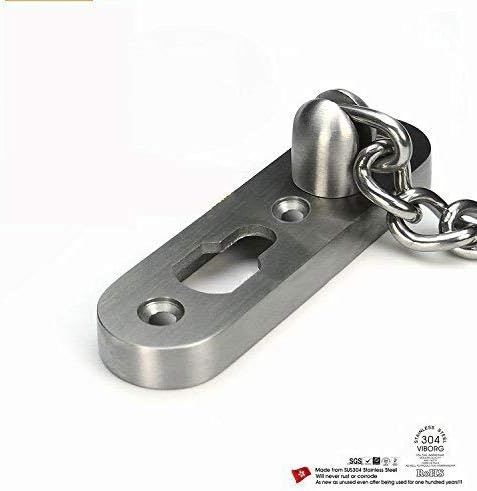 Extra-Thick Door Chain Lock- Sus304 Stainless Steel Casting Door Security Chain Guard, Heavy Duty Latch Lock for Inside Door, Brushed Nickel Finish (Deluxe Extra-Thick:3 mm) (EK-07) - Image 8